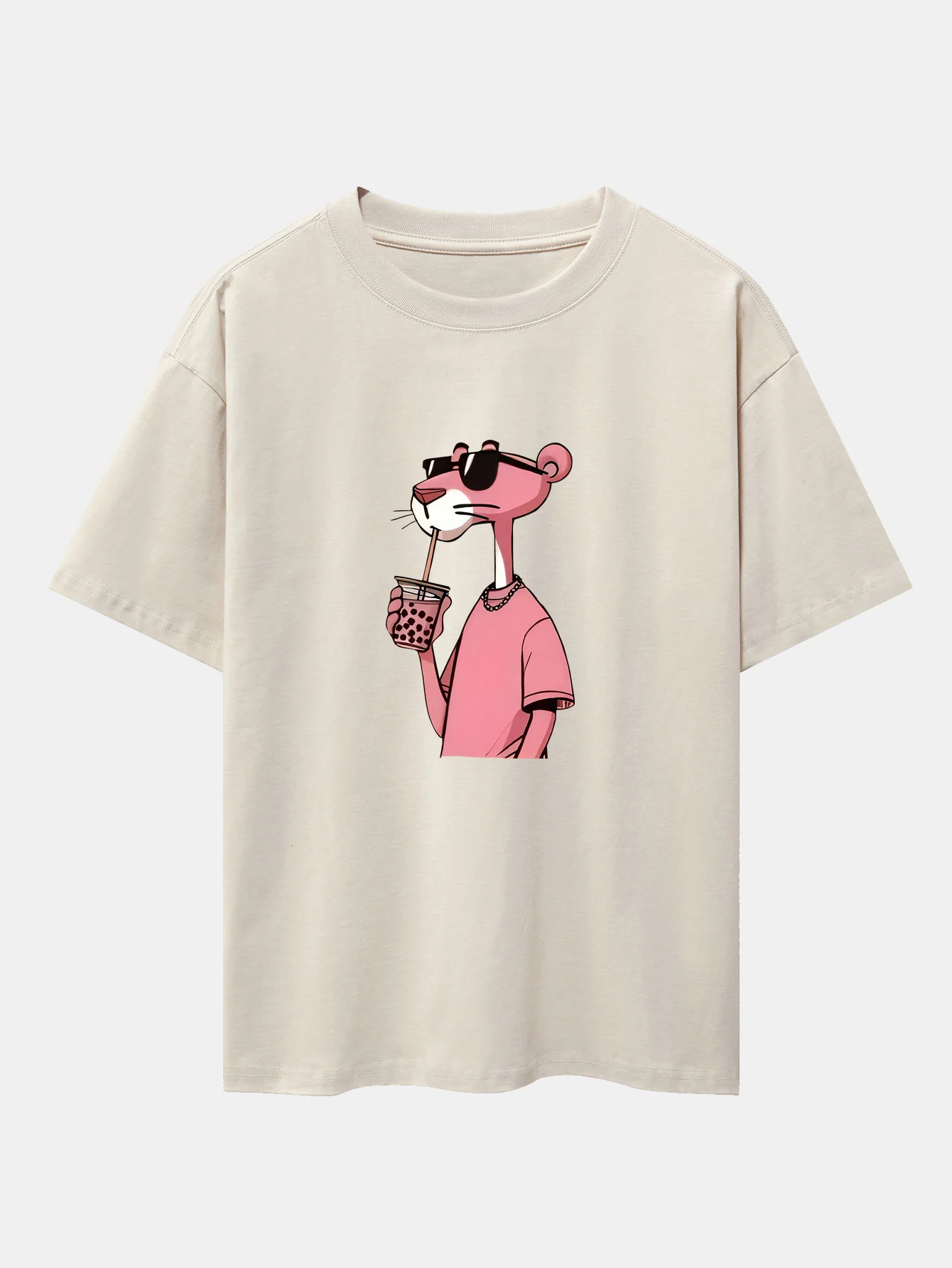 Pink Panther Print Drop Shoulder Oversize T-Shirt - Image 4