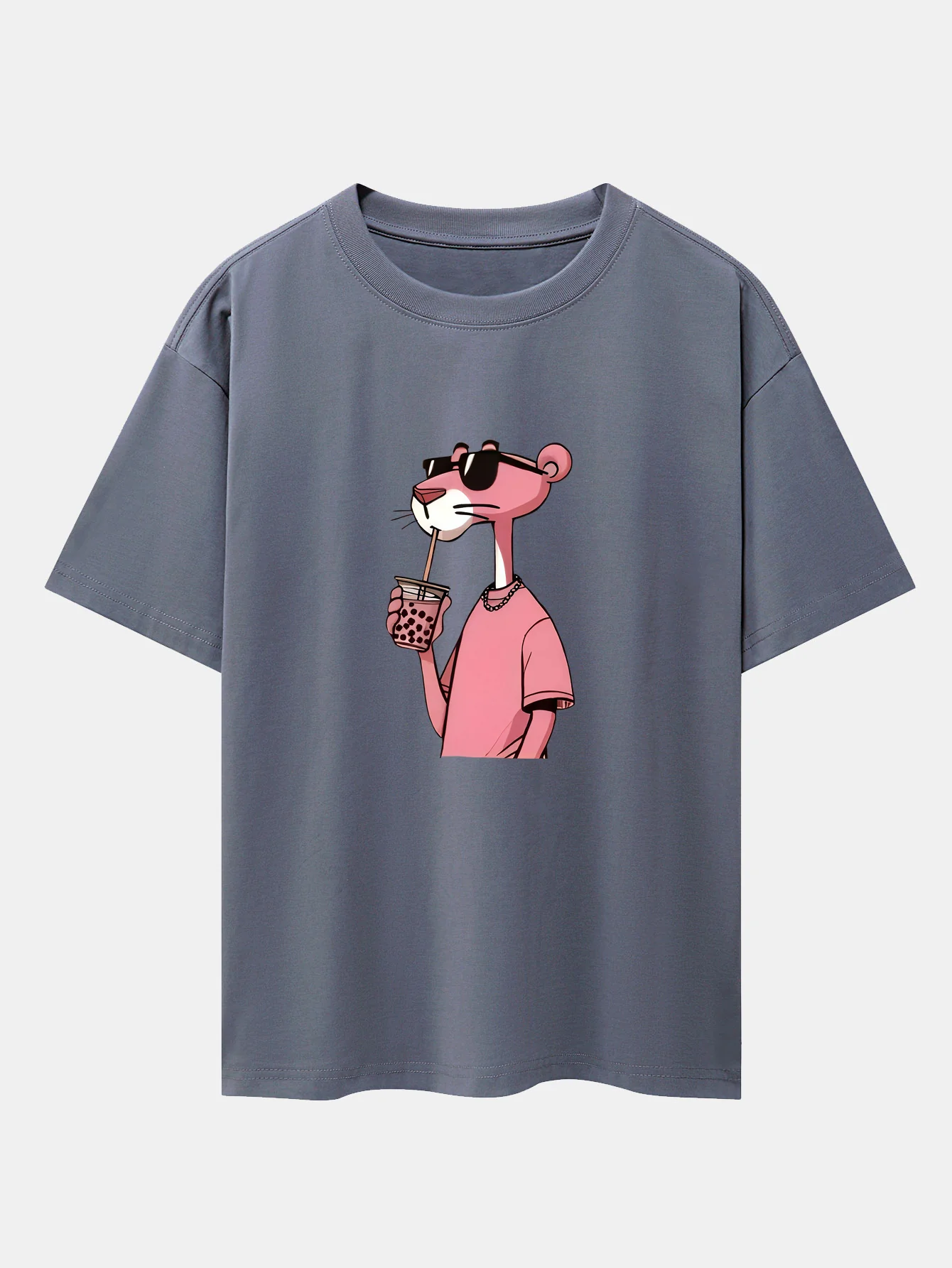 Pink Panther Print Drop Shoulder Oversize T-Shirt - Image 6