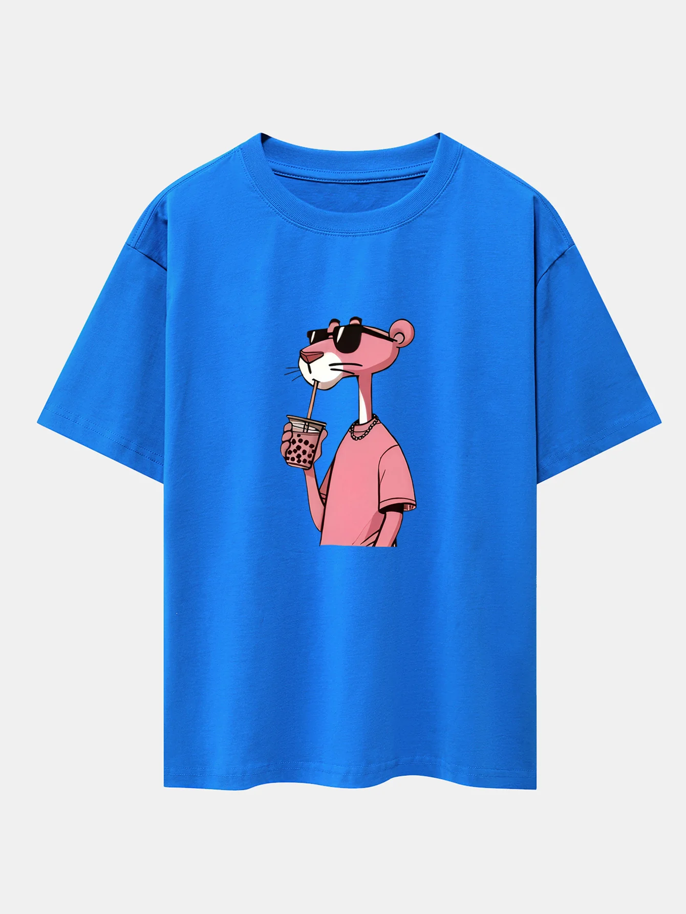 Pink Panther Print Drop Shoulder Oversize T-Shirt - Image 7