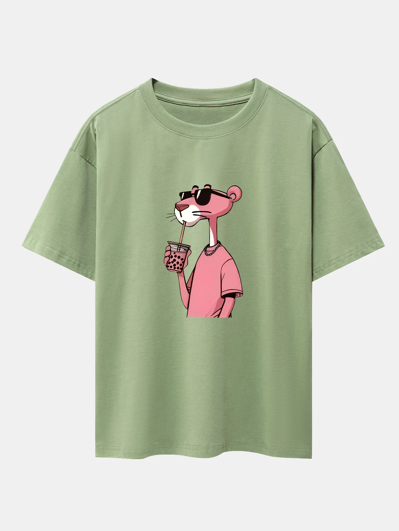 Pink Panther Print Drop Shoulder Oversize T-Shirt - Image 8