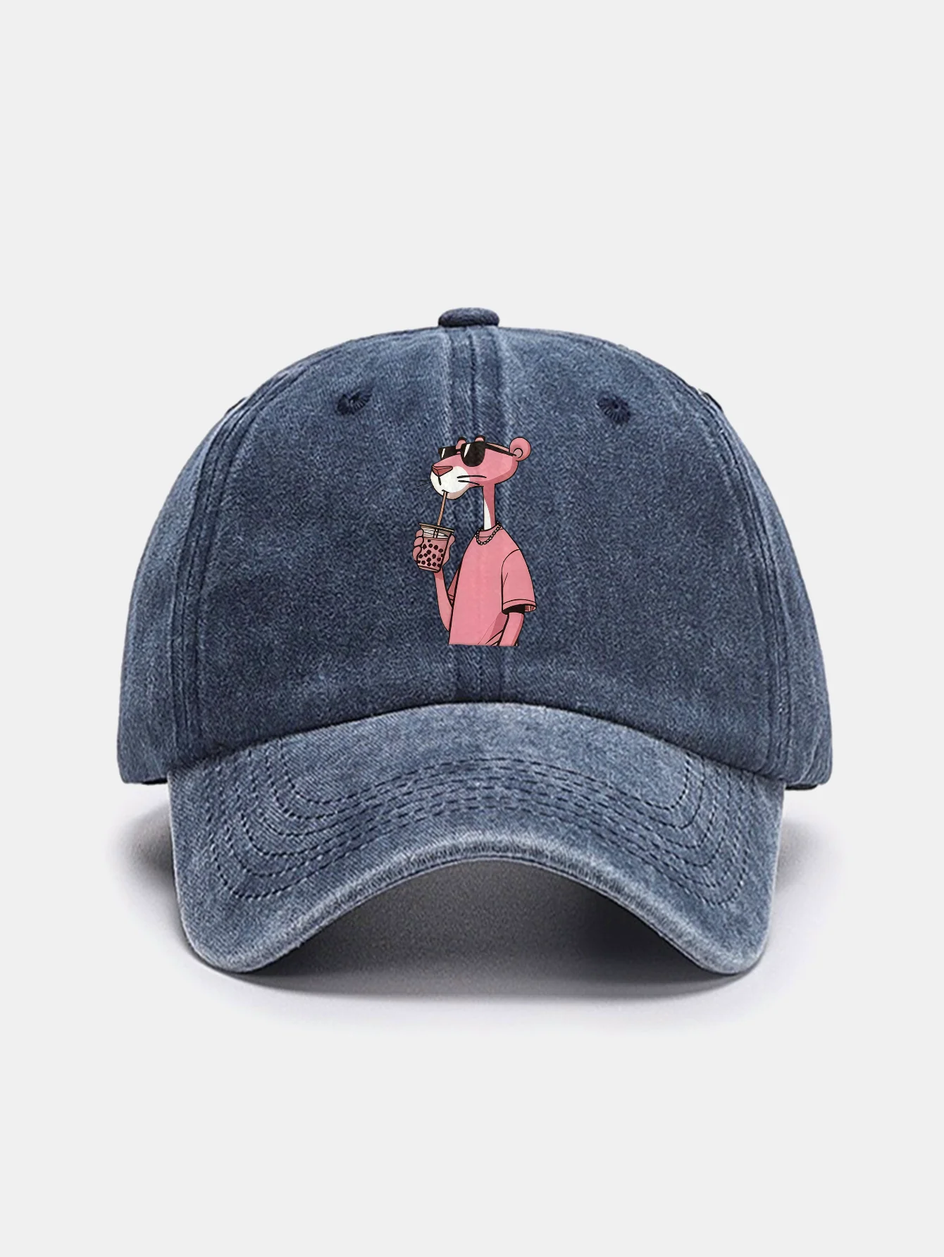 Pink Panther Print Washed Baseball Cap - Image 3