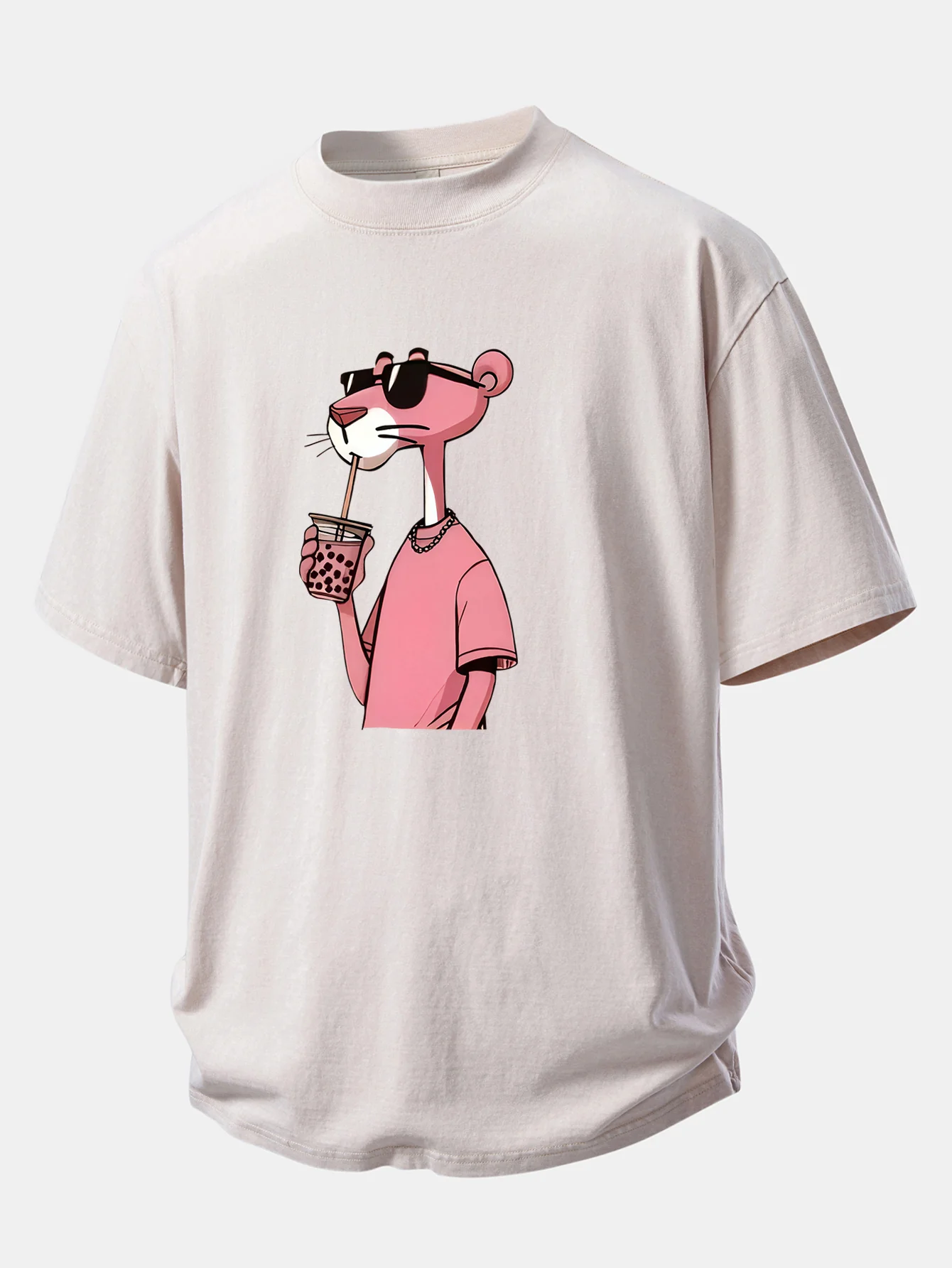 Pink Panther Print Washed Distressed Drop Shoulder T-Shirt - Image 8