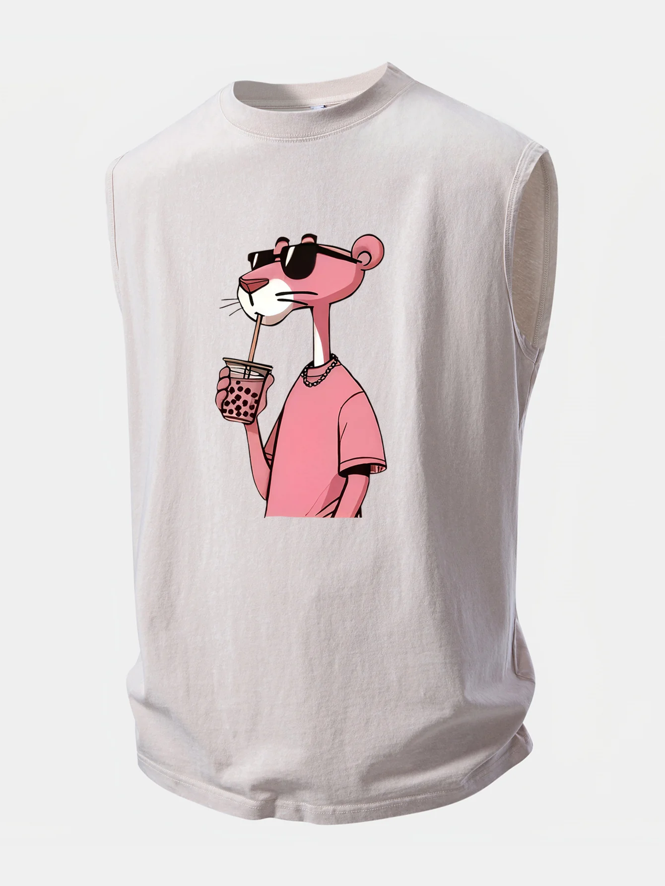 Pink Panther Print Washed Distressed Tank Top - Image 7