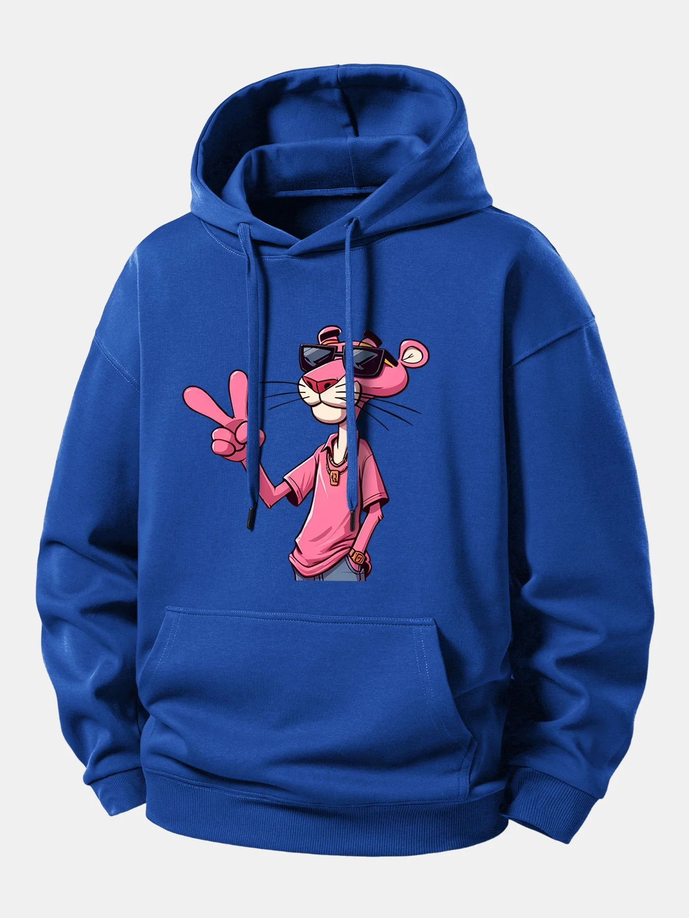 Pink Panther With A V Sign Print Relax Fit Hoodie - Image 10