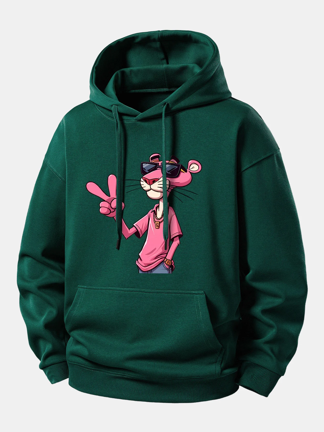 Pink Panther With A V Sign Print Relax Fit Hoodie - Image 8