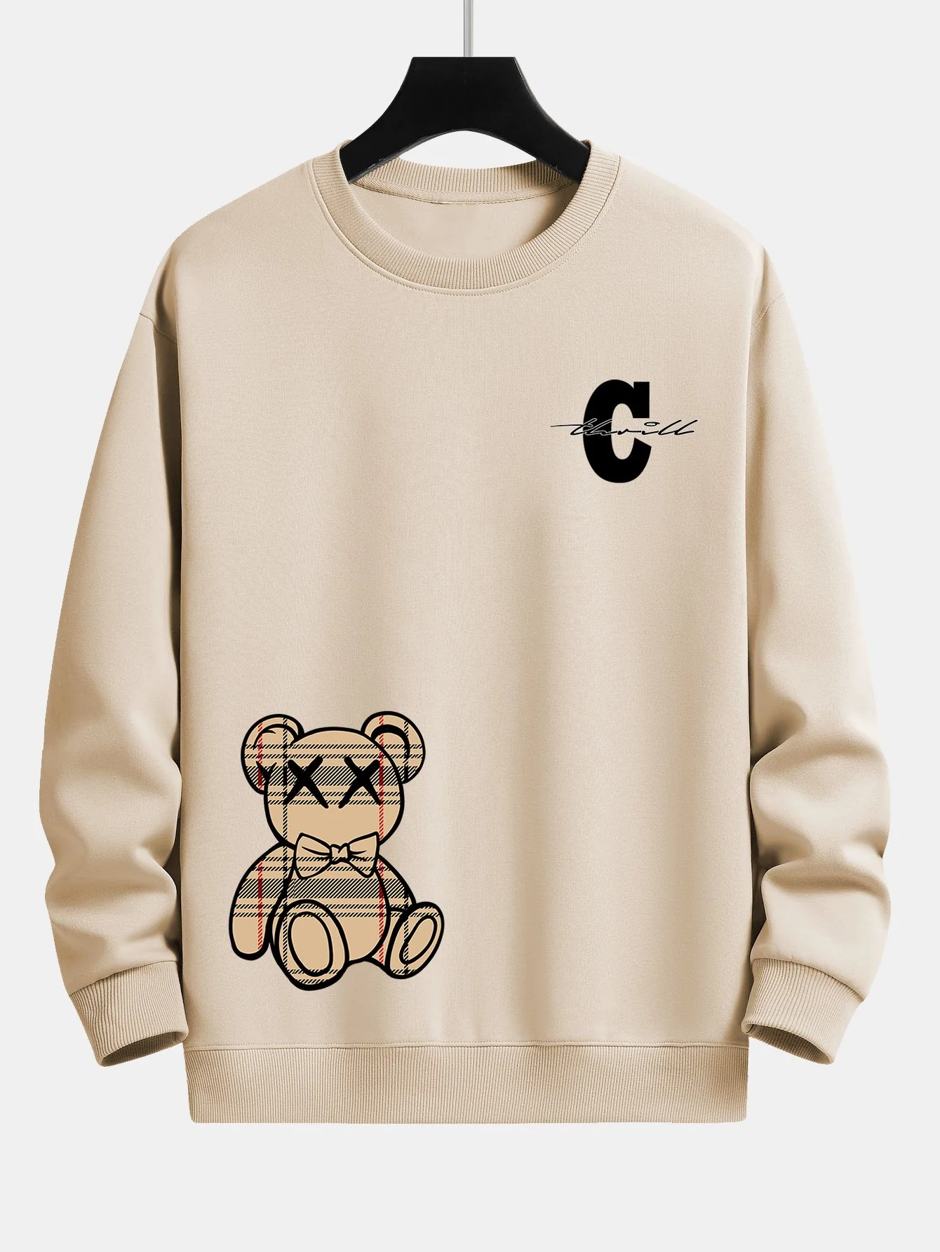 Kariertes Bären Relaxed Fit Sweatshirt - Image 2