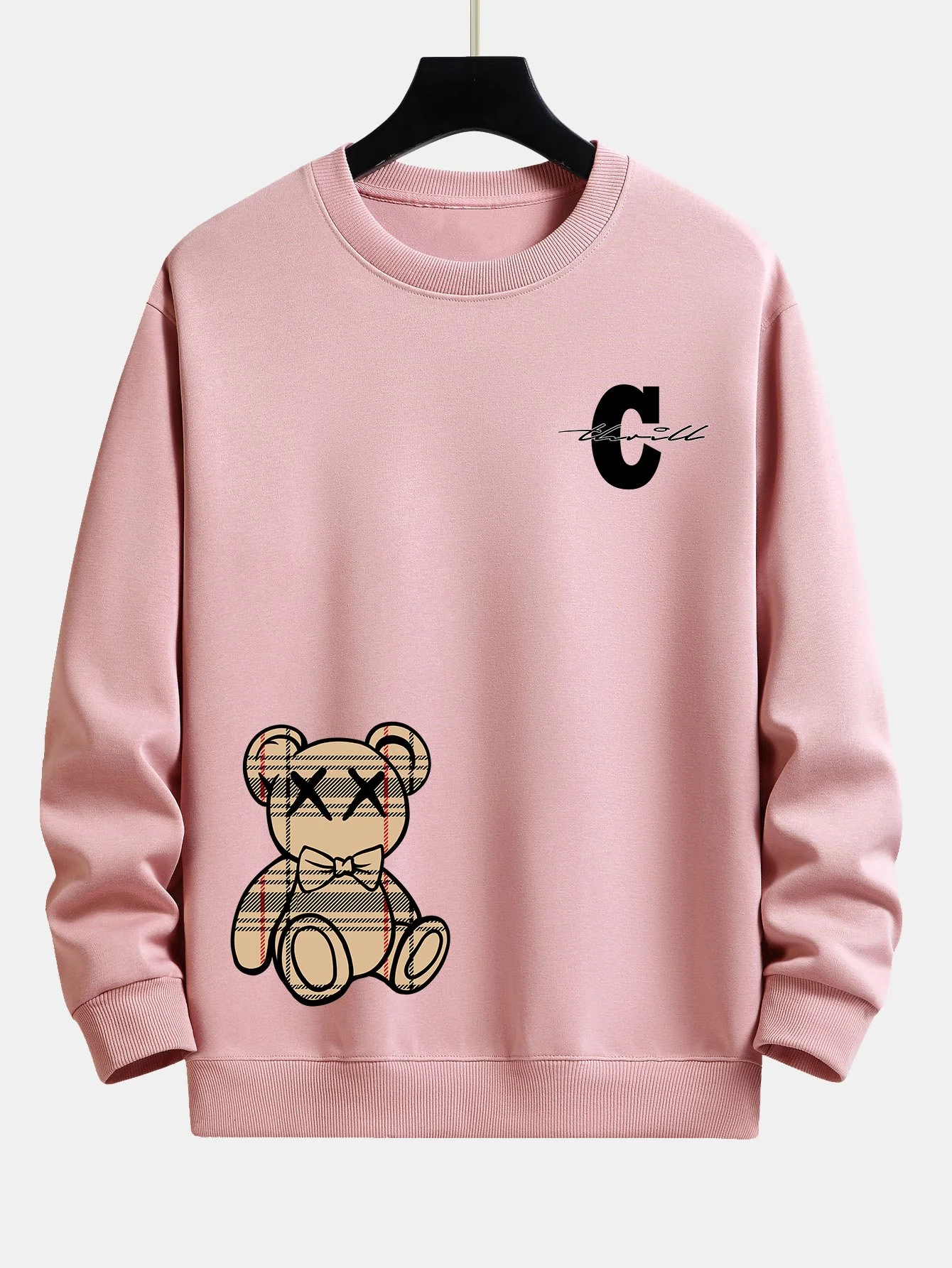 Kariertes Bären Relaxed Fit Sweatshirt - Image 4