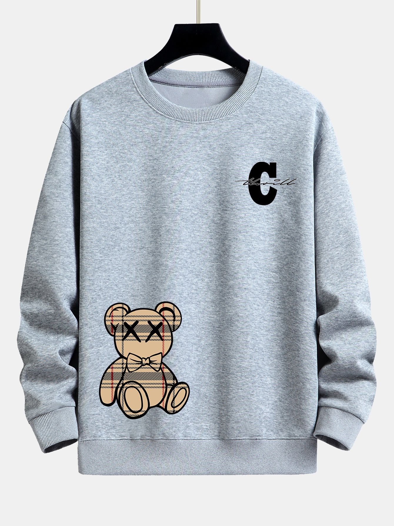 Kariertes Bären Relaxed Fit Sweatshirt - Image 5