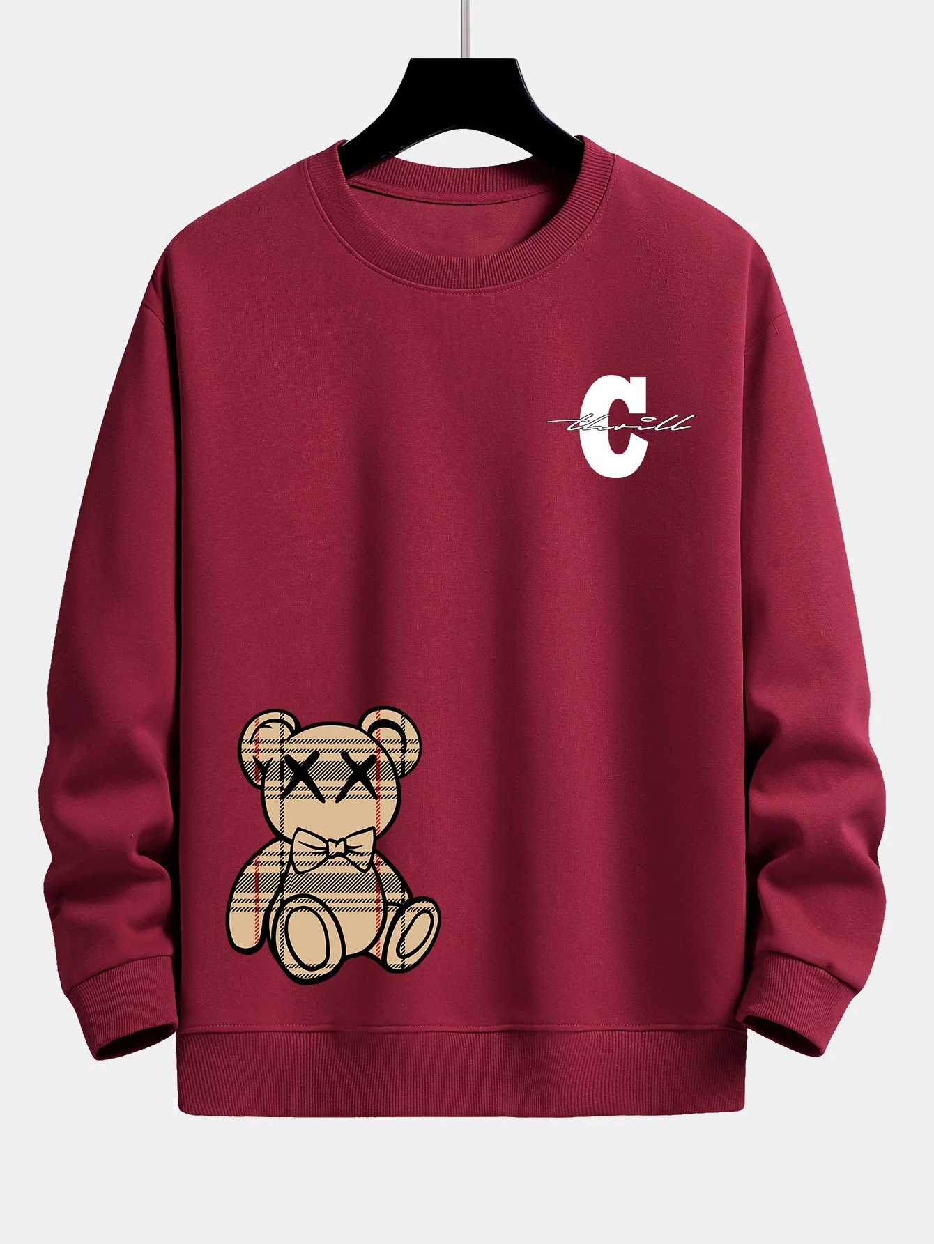 Kariertes Bären Relaxed Fit Sweatshirt - Image 7