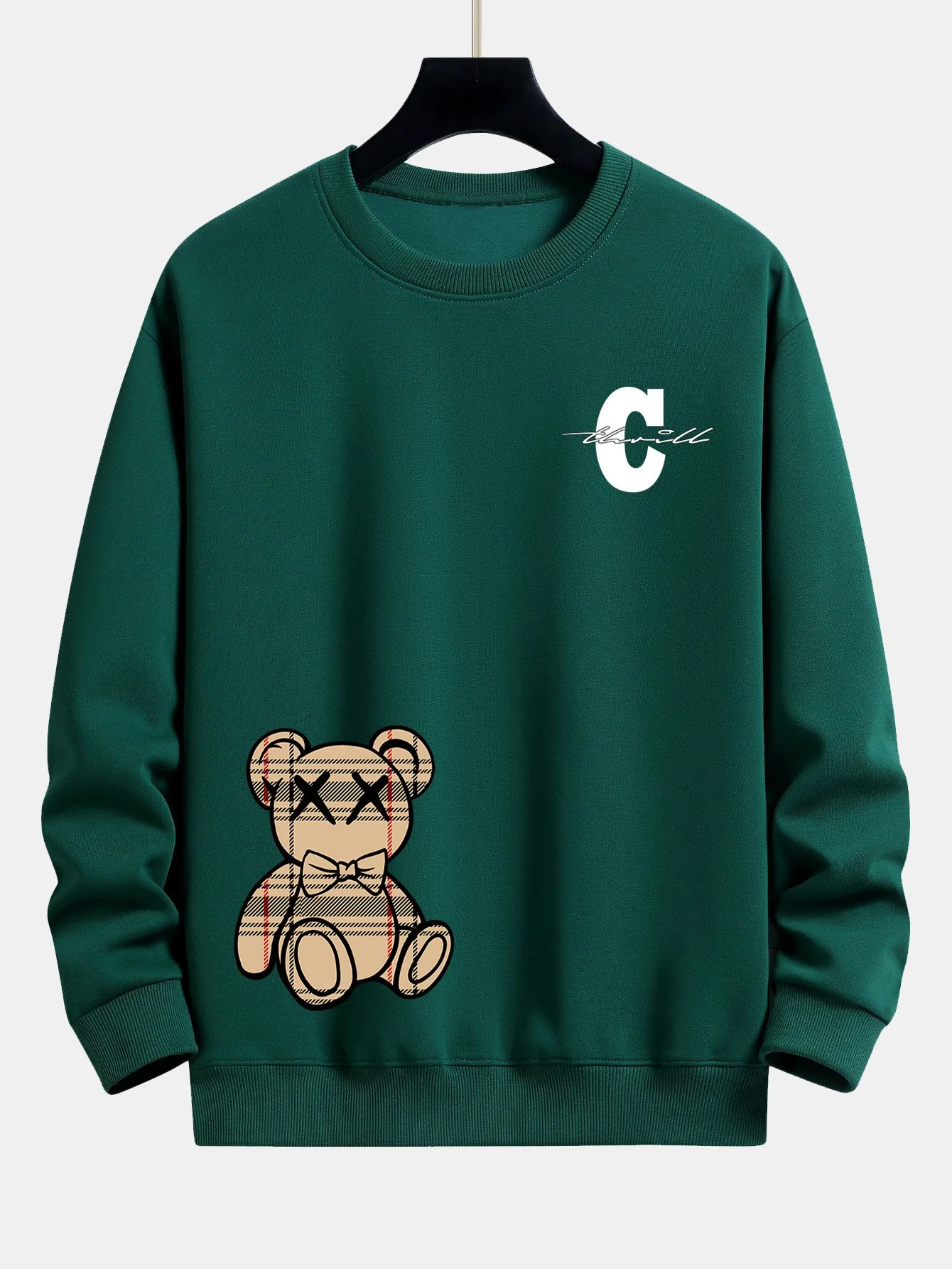 Kariertes Bären Relaxed Fit Sweatshirt - Image 9