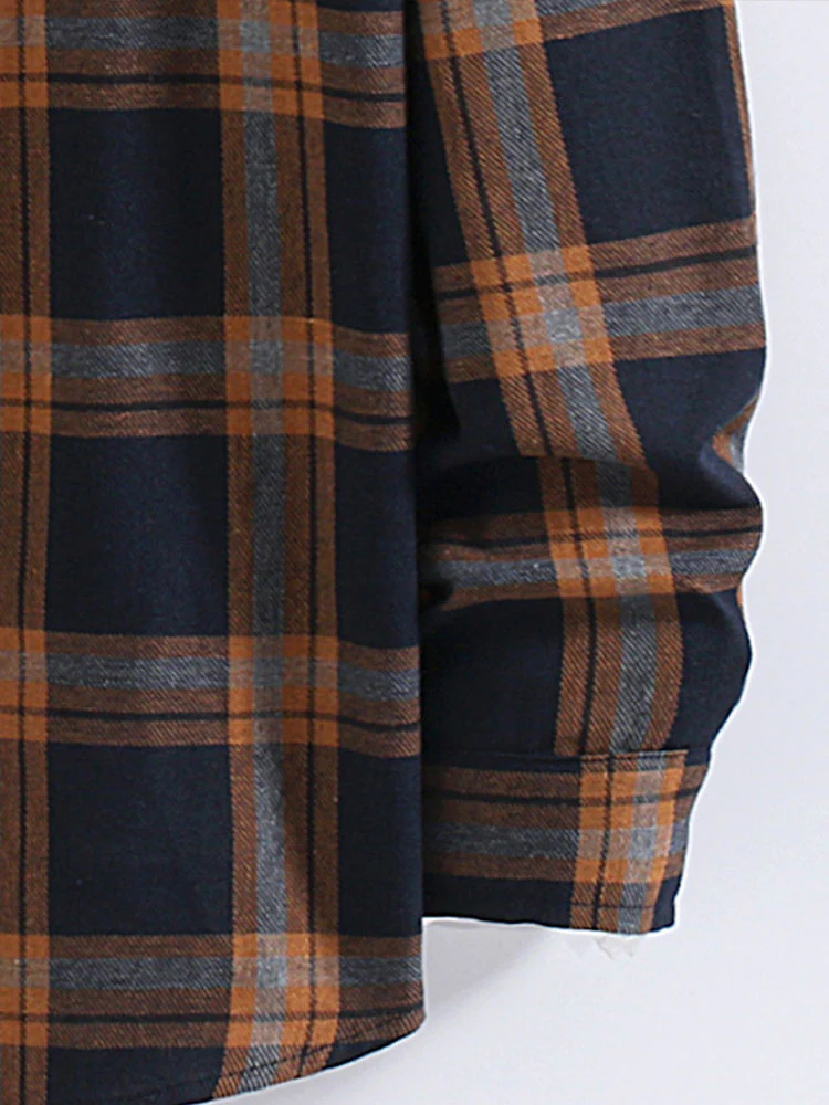 Kariertes Kontrast-Hoodie-Shirt - Image 5