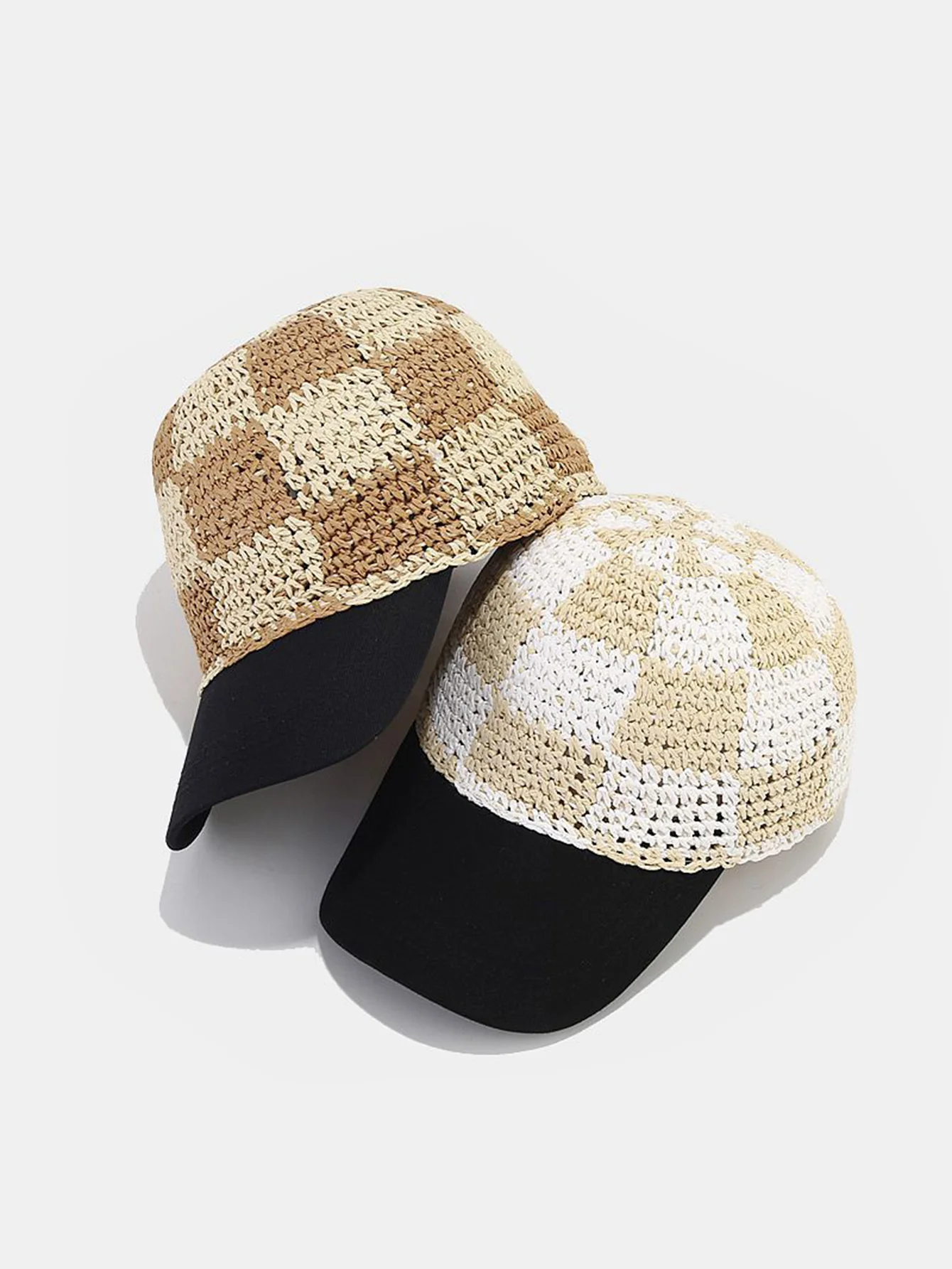 Plaid Kontrast Strohhut