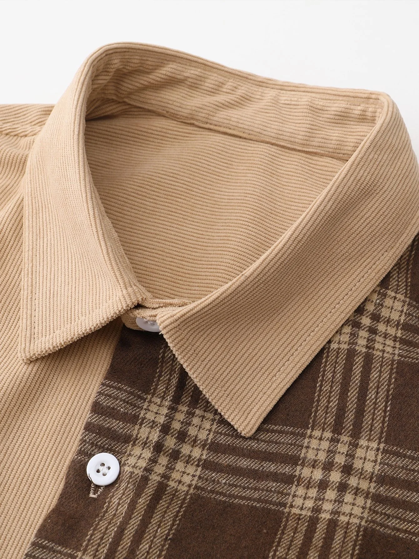 Kariertes Cord-Patchwork-Hemd mit Knöpfen & Cord-Jogginghosen - Image 11