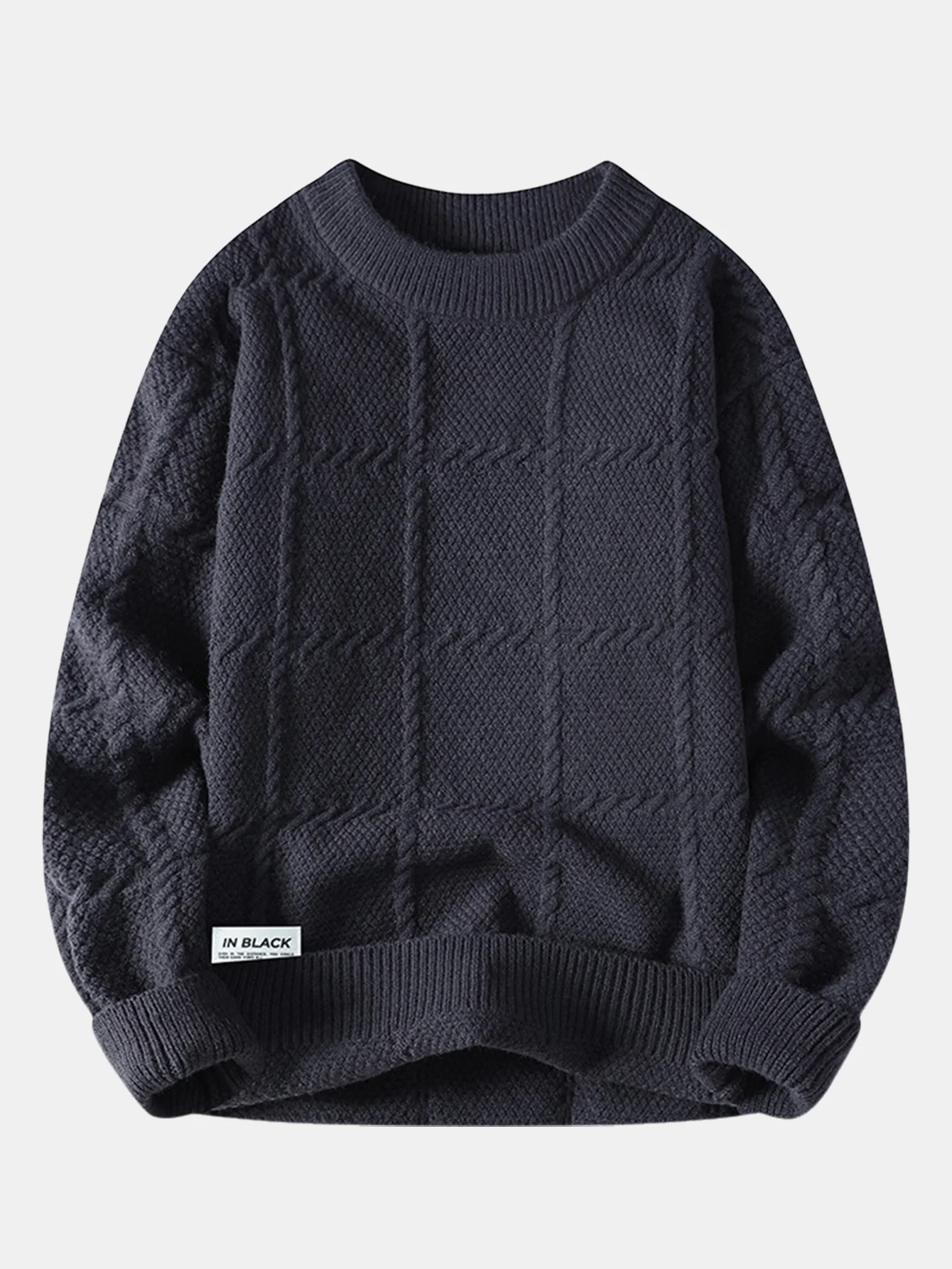 Plaid Crew Neck Knit Sweater - Image 2