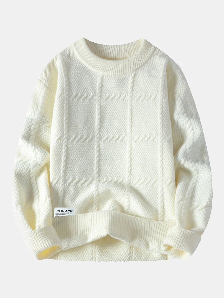 Plaid Crew Neck Knit Sweater - Image 3