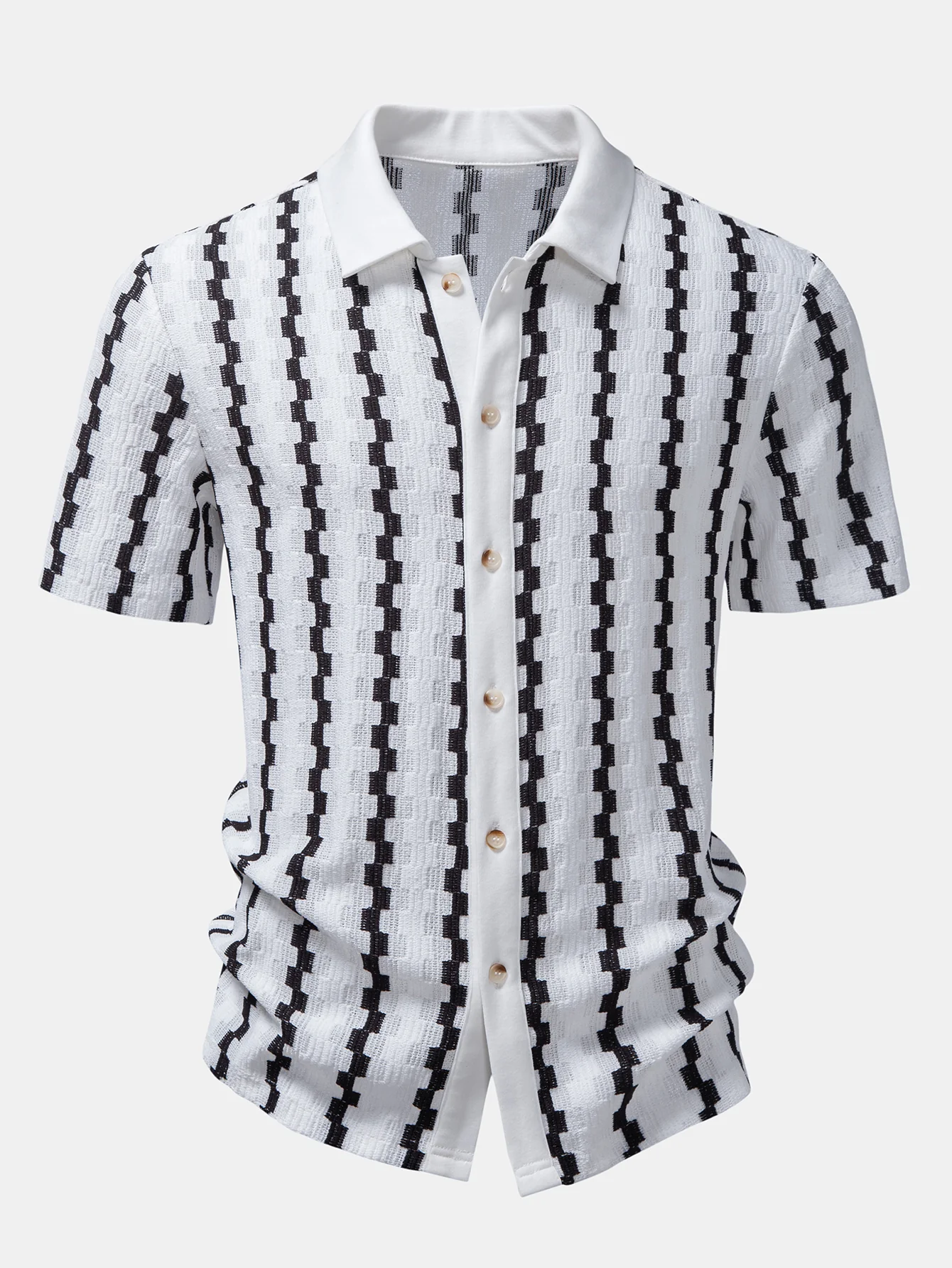 Plaid Jacquard Button Up Shirt - Image 3