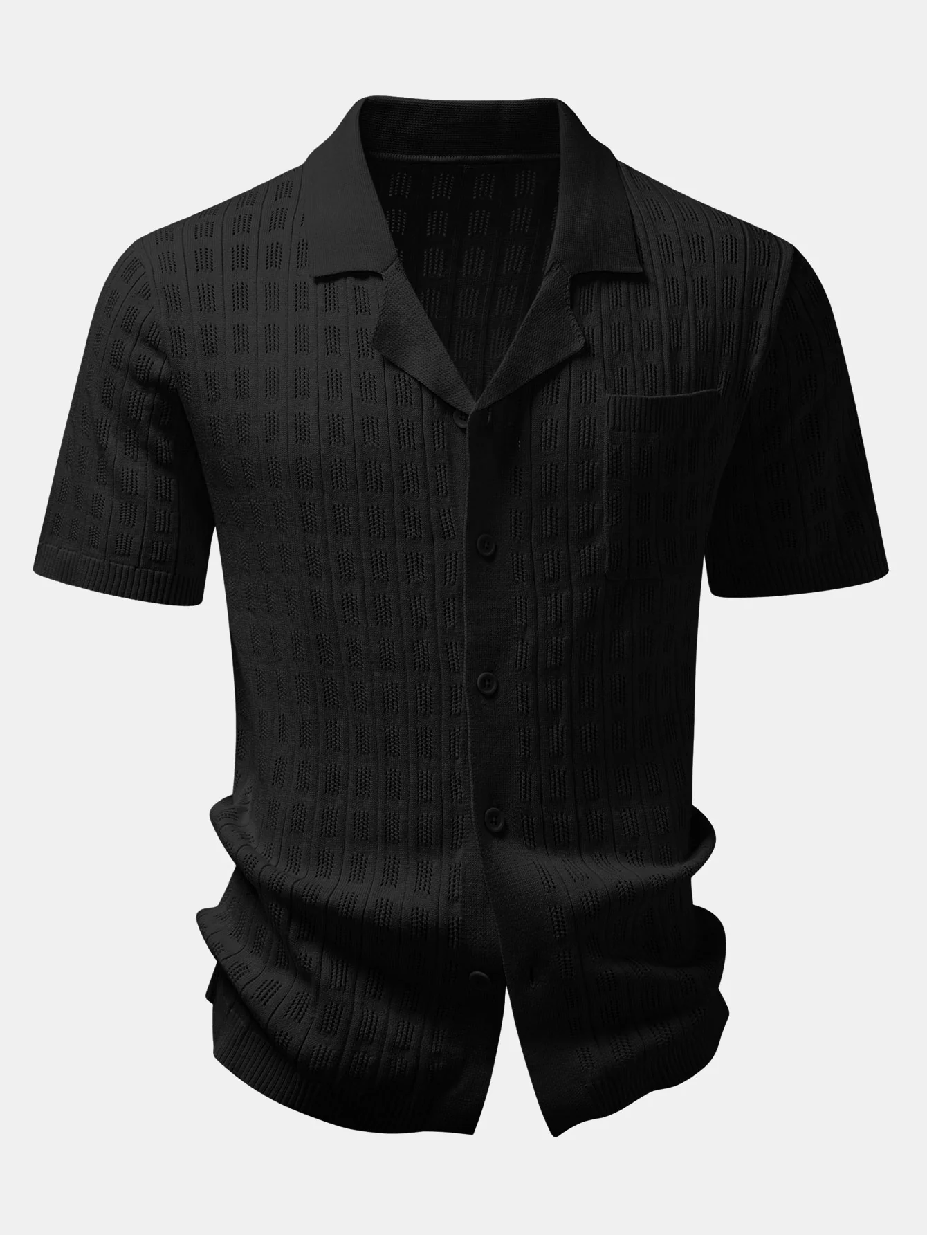 Plaid Open Knit Shirt - Image 3