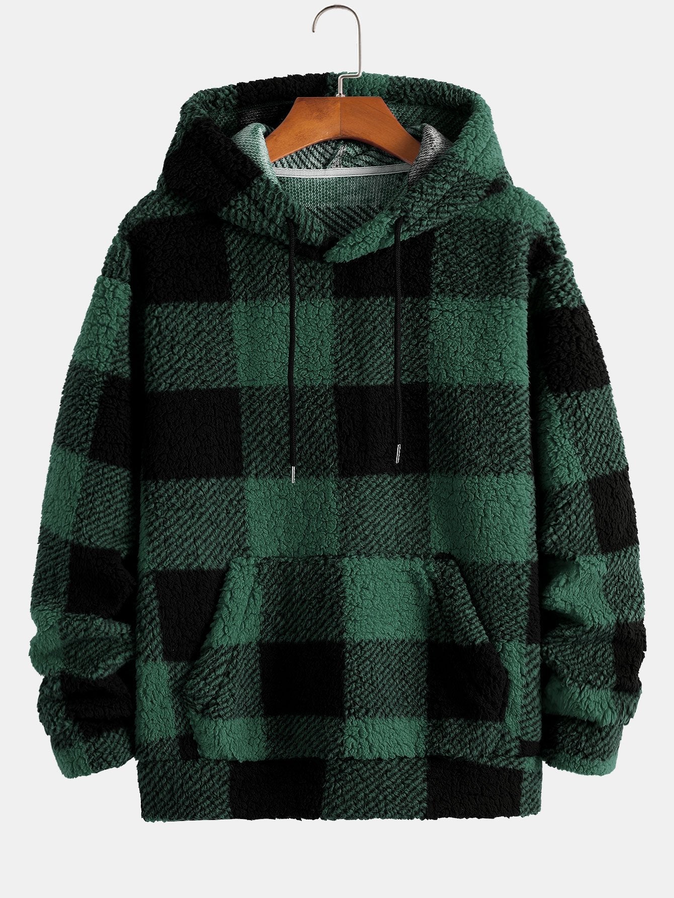 Kariertes Teddy-Hoodie & Gerade geschnittene karierte Teddy-Hose - Image 4