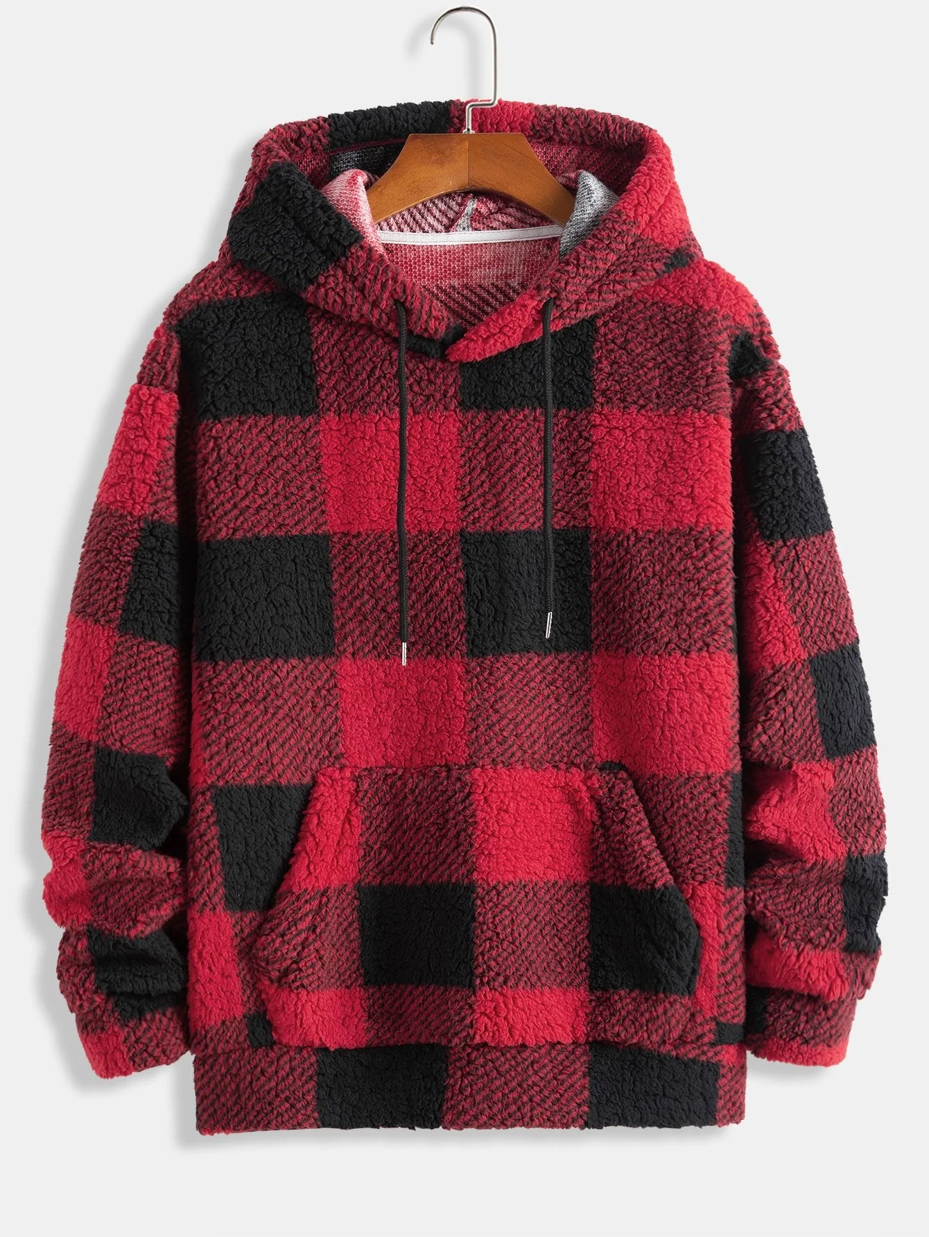 Kariertes Teddy-Hoodie & Gerade geschnittene karierte Teddy-Hose - Image 8
