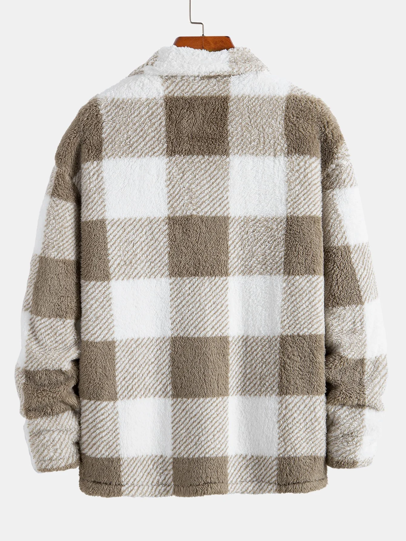 Kariertes Teddy-Fleece-Button-Up-Überhemd - Image 2