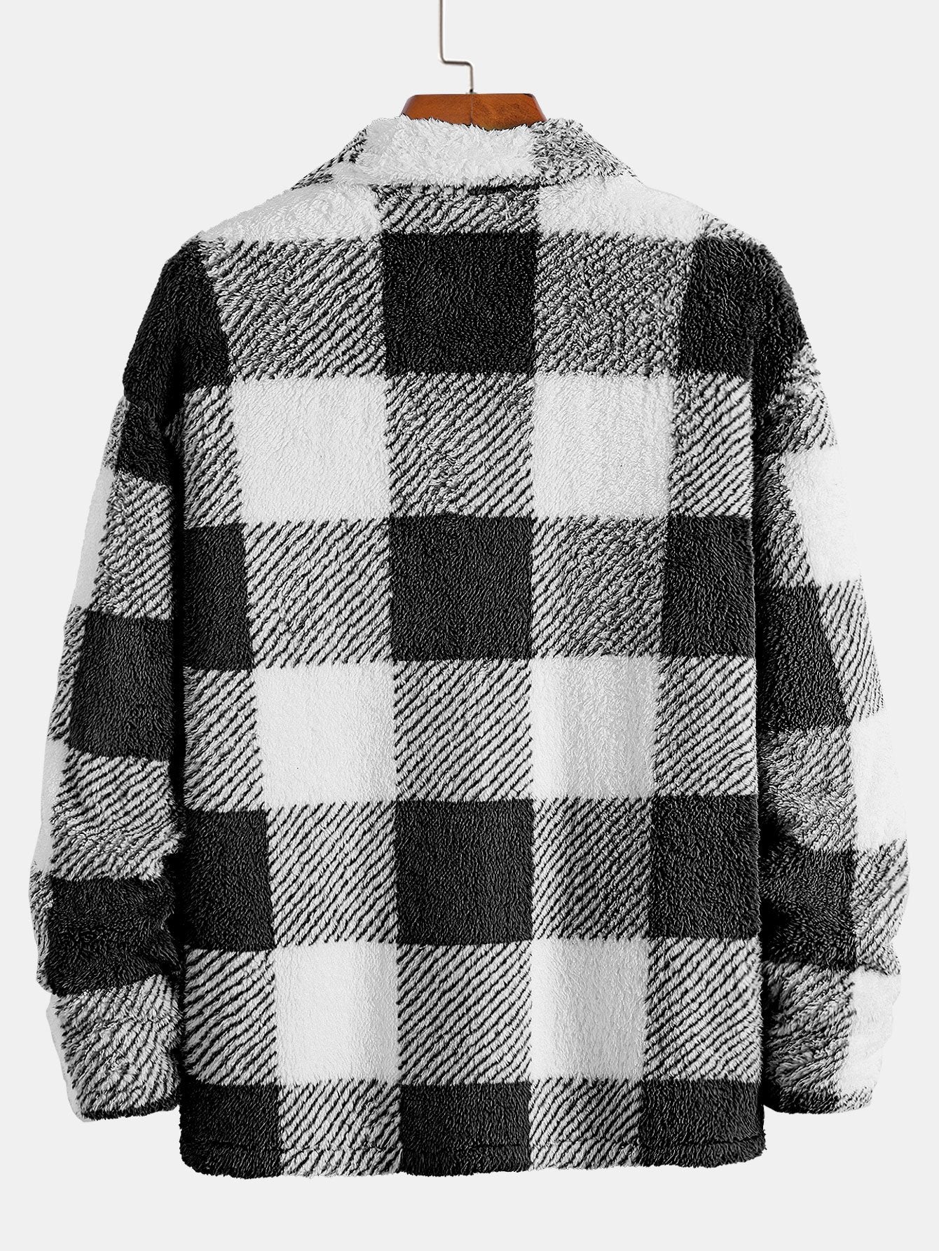 Kariertes Teddy-Fleece-Button-Up-Überhemd - Image 4