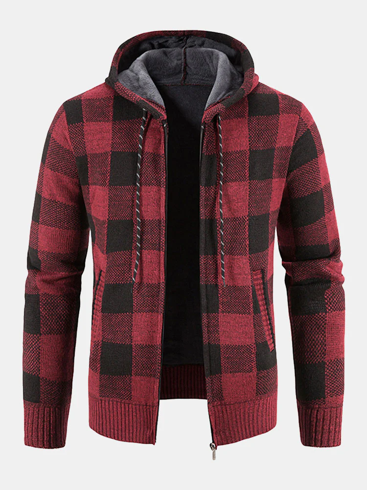 Kariertes Zip-Up Kapuzenpullover - Image 10