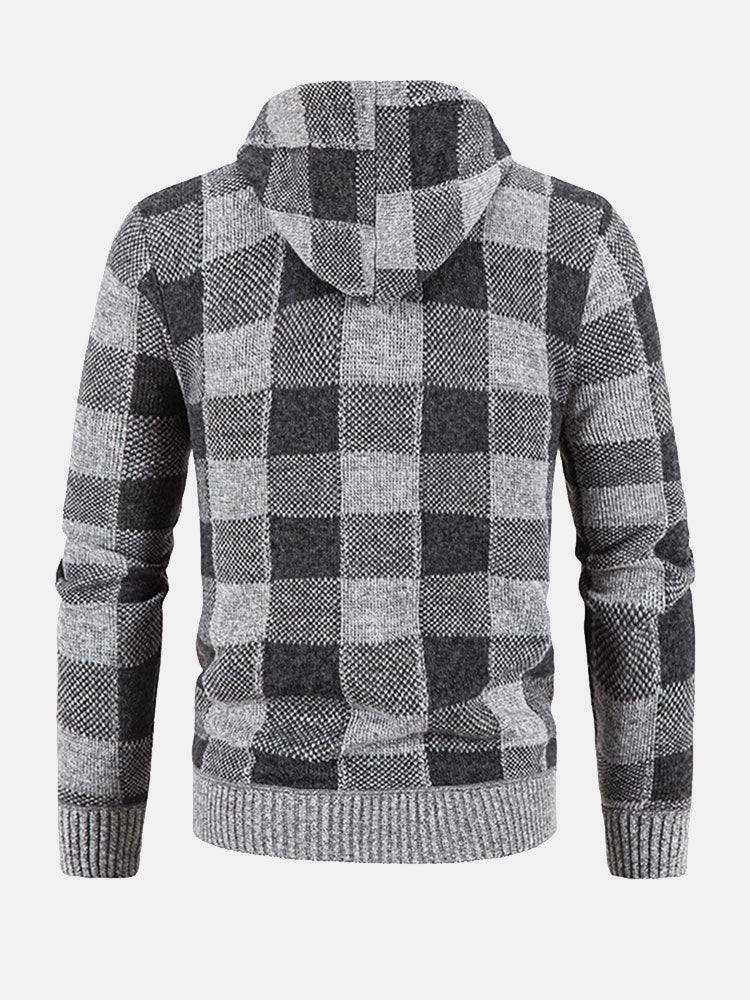 Kariertes Zip-Up Kapuzenpullover - Image 11