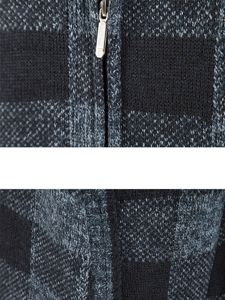 Kariertes Zip-Up Kapuzenpullover - Image 13