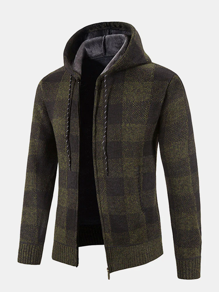 Kariertes Zip-Up Kapuzenpullover - Image 5
