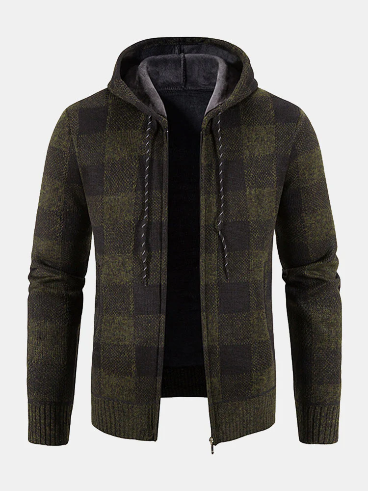 Kariertes Zip-Up Kapuzenpullover - Image 7