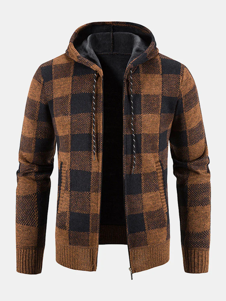 Kariertes Zip-Up Kapuzenpullover - Image 8