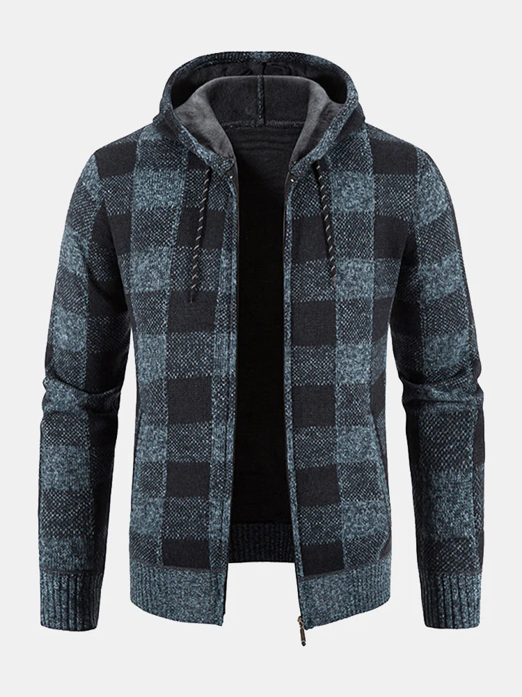 Kariertes Zip-Up Kapuzenpullover - Image 9