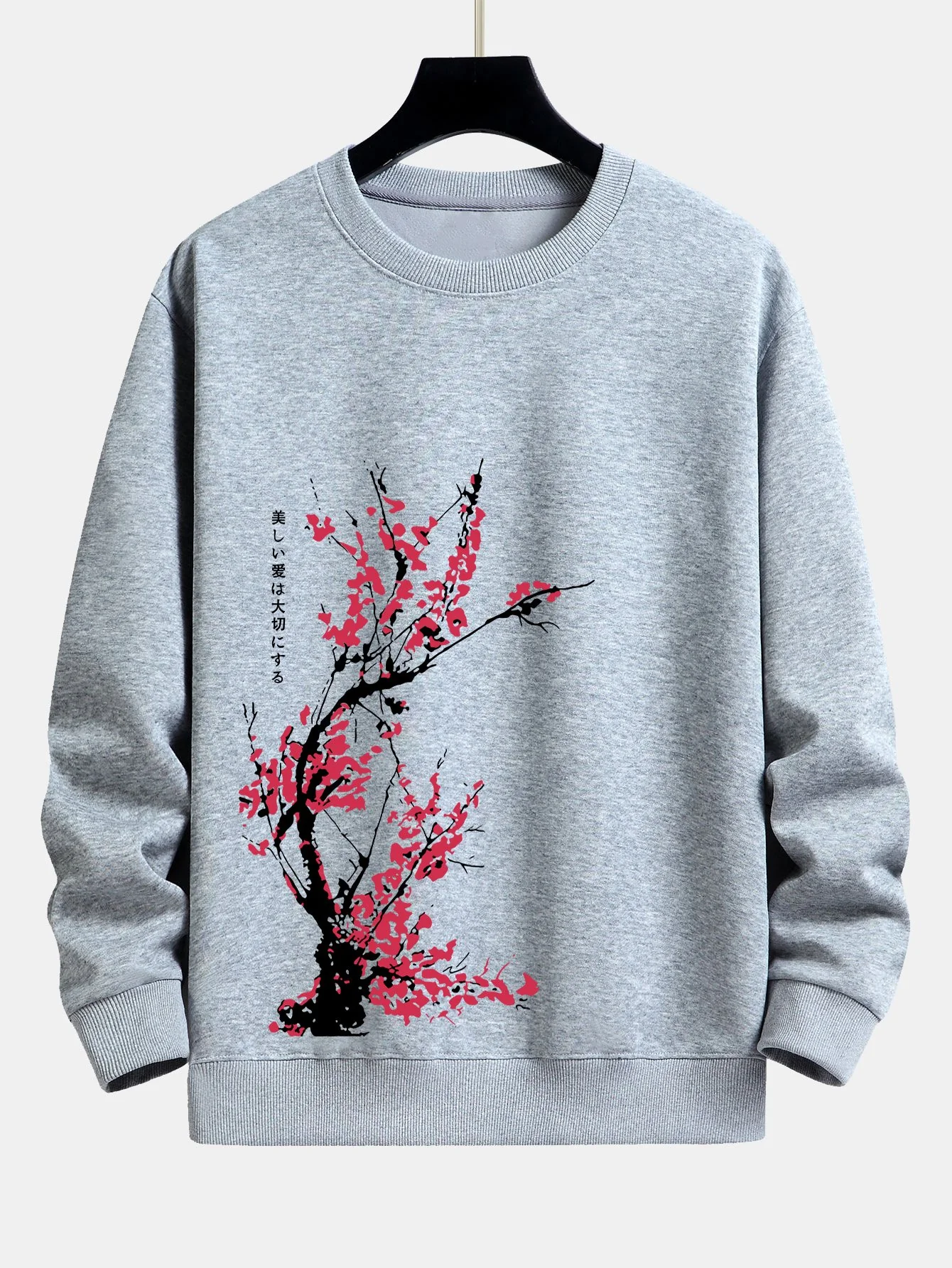 Pflaumenblüten-Slogan-Druck Relaxed Fit Sweatshirt - Image 4