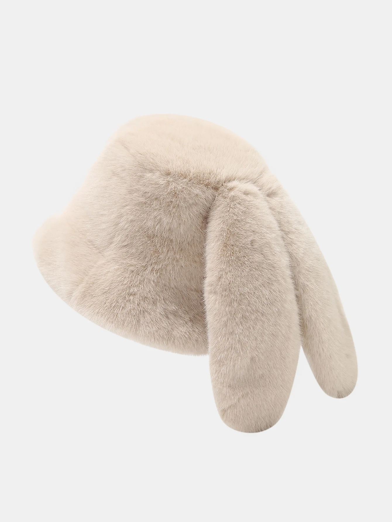 Plush Bucket Hat With Rabbit Ear Design - Image 3