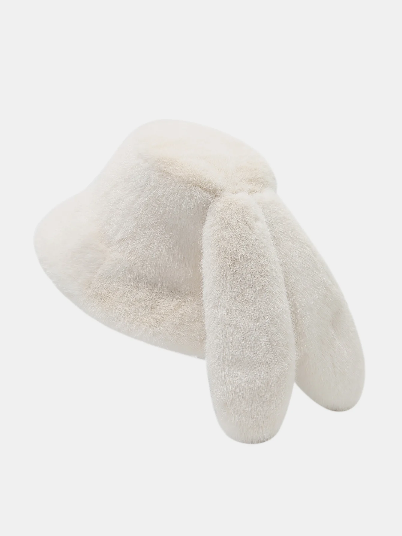 Plush Bucket Hat With Rabbit Ear Design - Image 4
