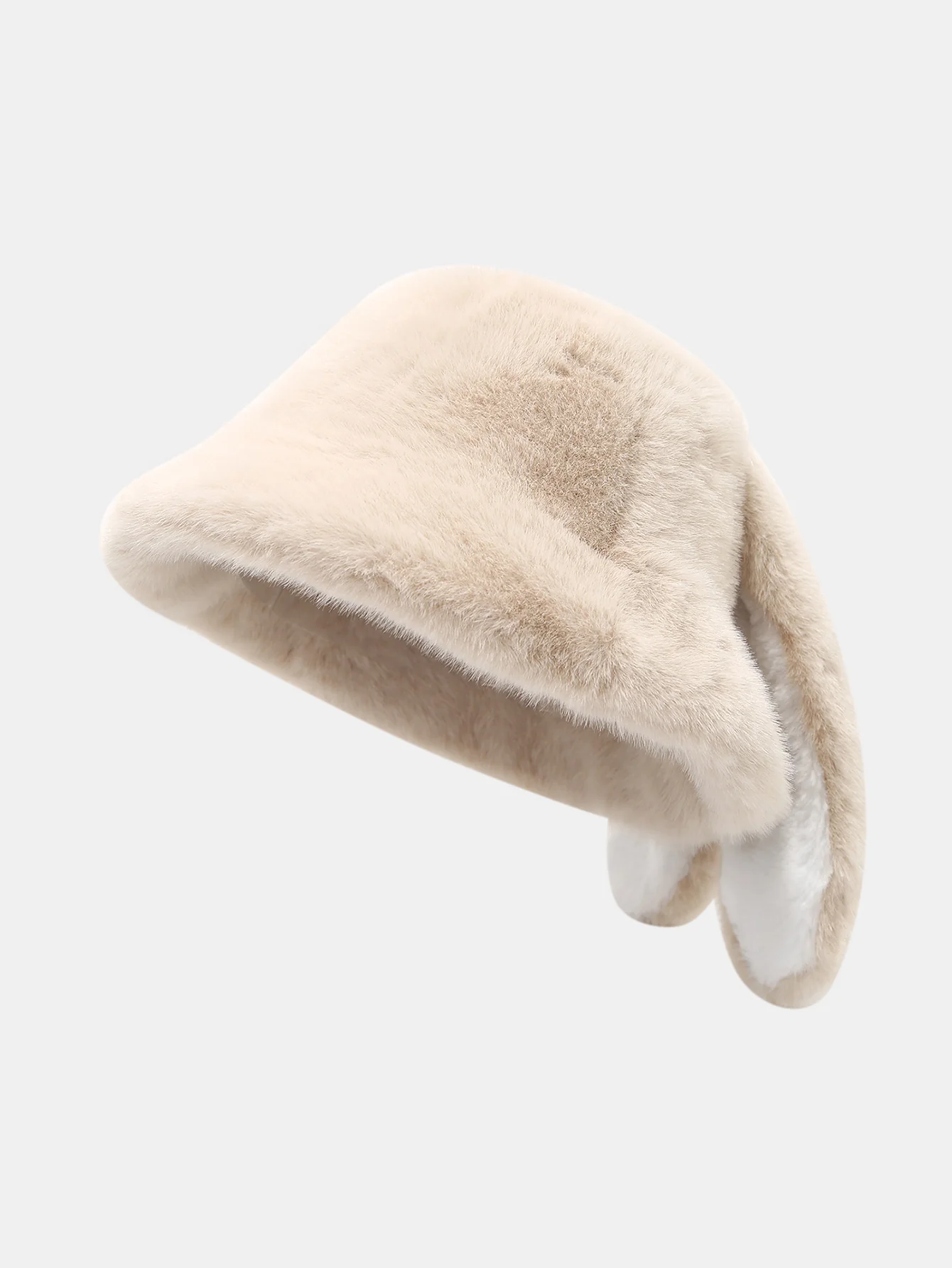Plush Bucket Hat With Rabbit Ear Design - Image 5