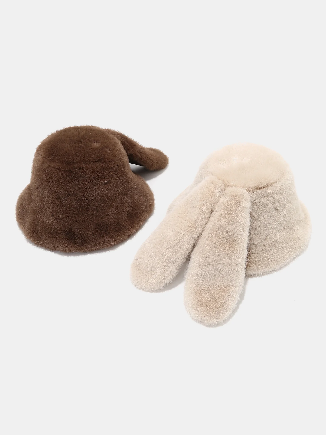 Plush Bucket Hat With Rabbit Ear Design - Image 7