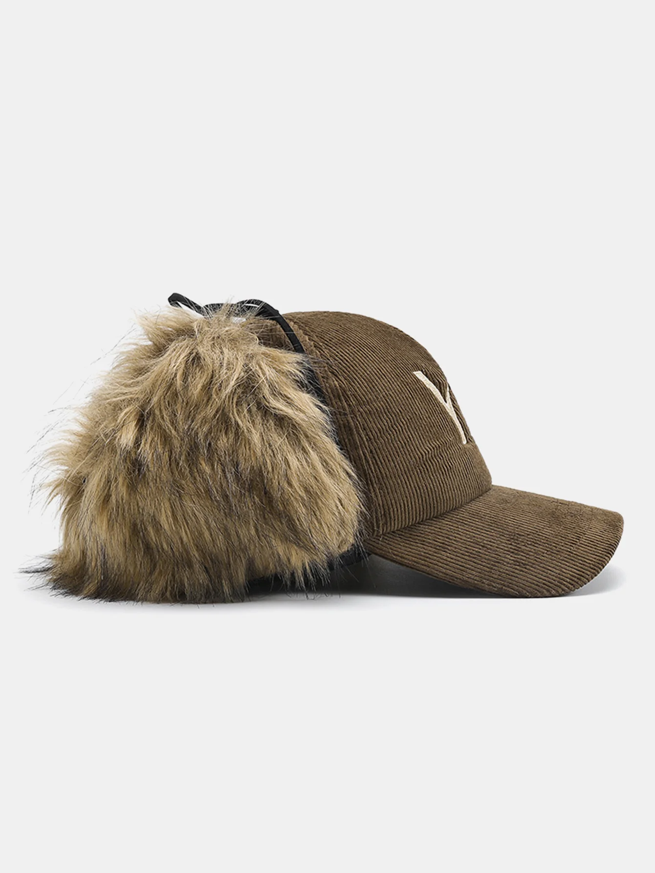 Plush Earmuff Corduroy Baseball Cap - Image 3