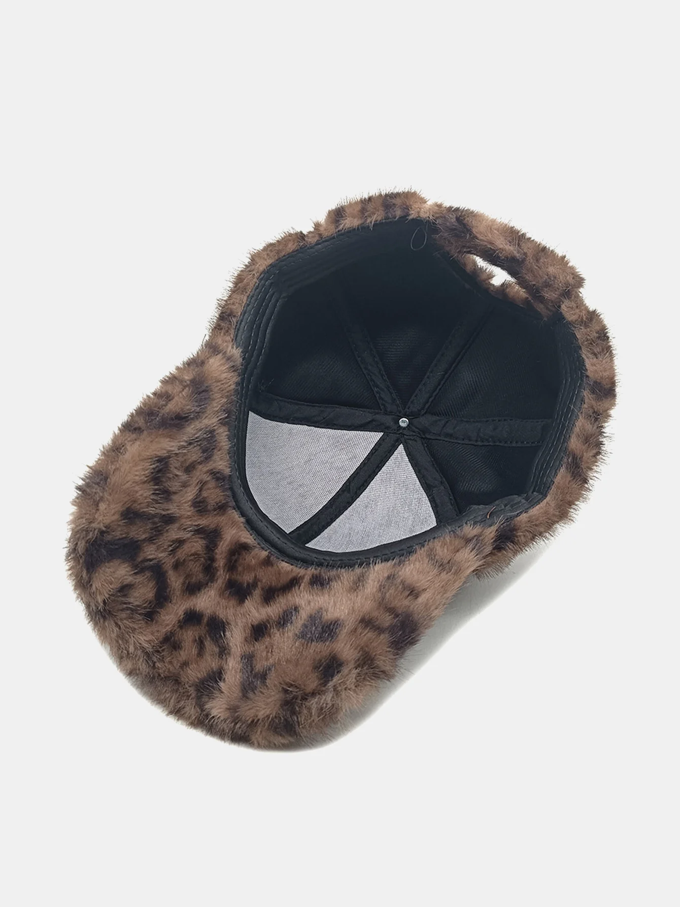 Plush Leopard Print Warm Baseball Cap - Image 4