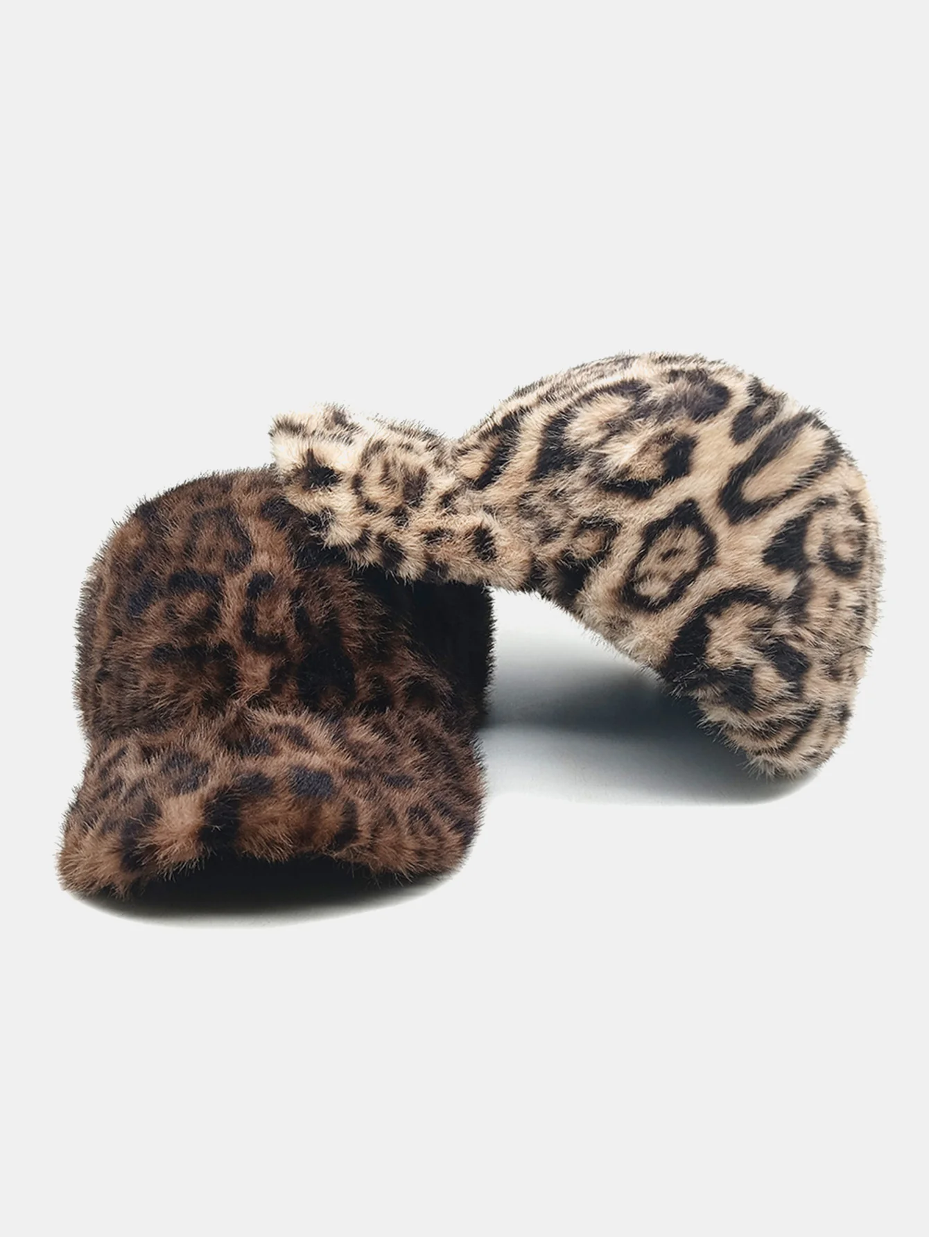 Plush Leopard Print Warm Baseball Cap - Image 6