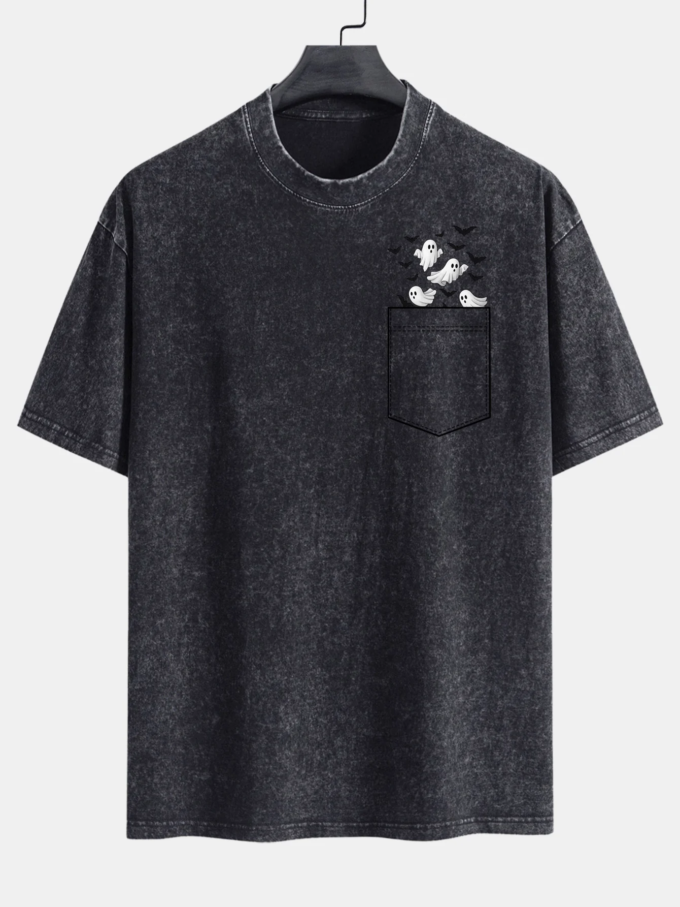 Pocket Bat Geisterdruck Gewaschenes Verwaschenes Drop-Shoulder T-Shirt - Image 2