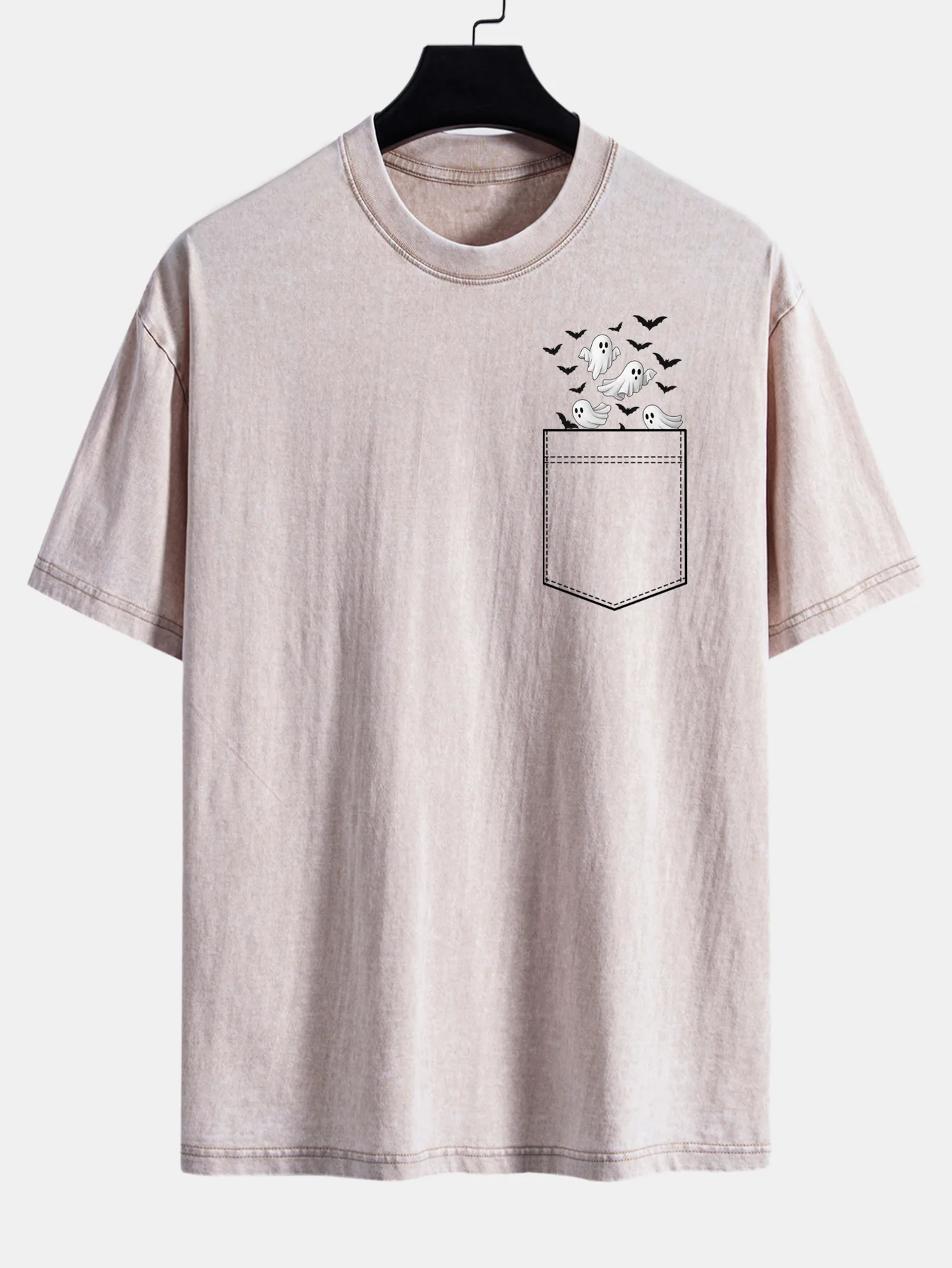 Pocket Bat Geisterdruck Gewaschenes Verwaschenes Drop-Shoulder T-Shirt - Image 5