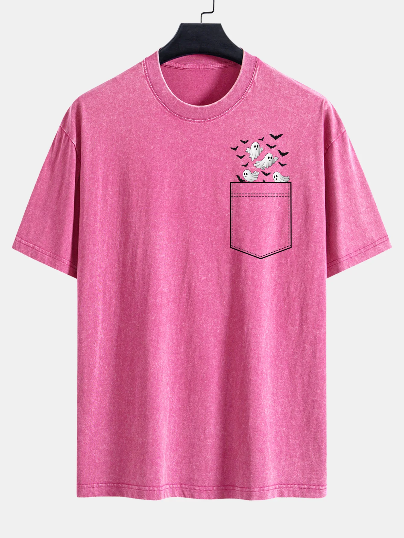 Pocket Bat Geisterdruck Gewaschenes Verwaschenes Drop-Shoulder T-Shirt - Image 6