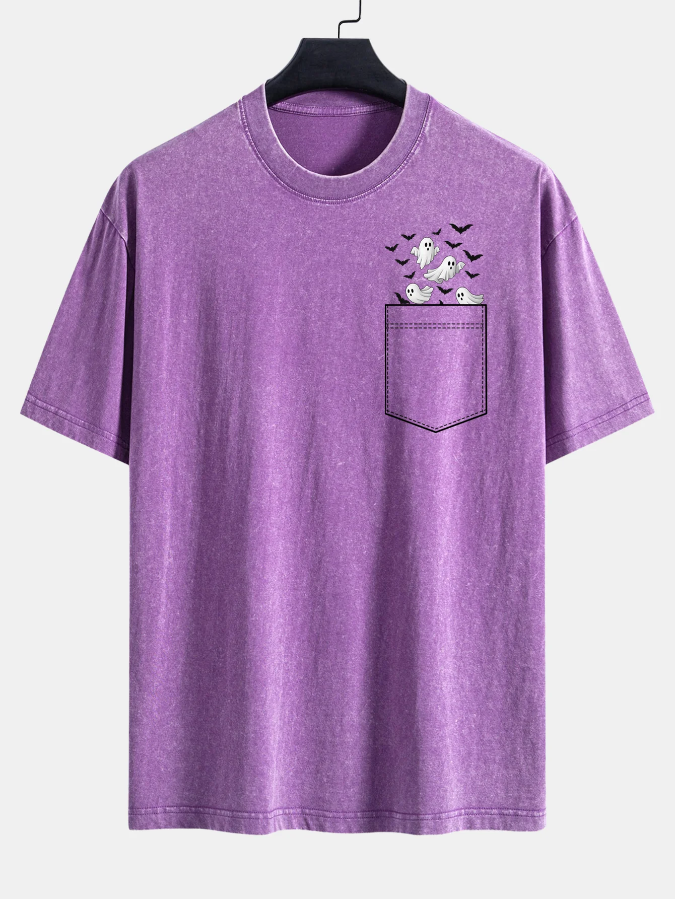 Pocket Bat Geisterdruck Gewaschenes Verwaschenes Drop-Shoulder T-Shirt - Image 8