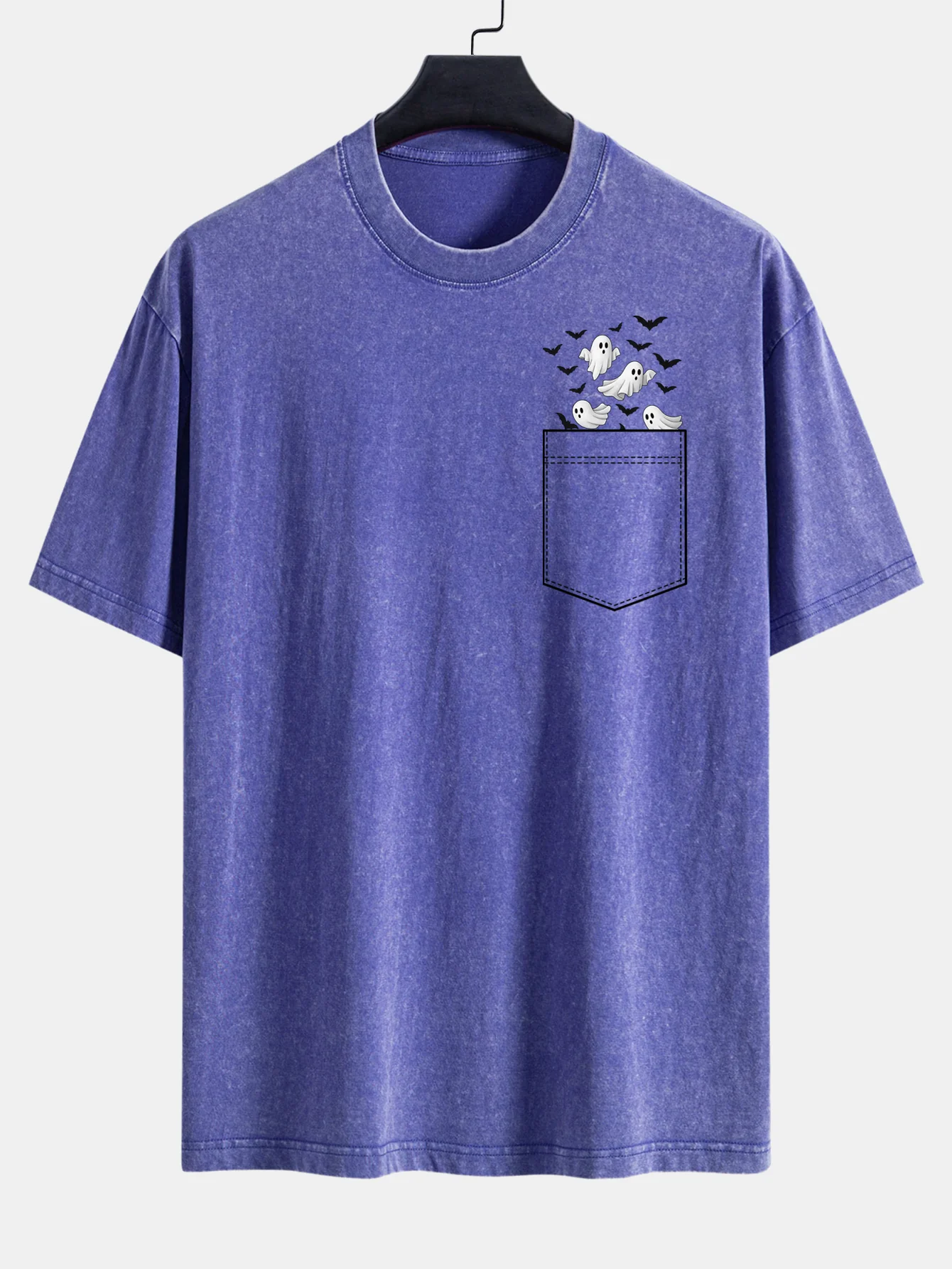 Pocket Bat Geisterdruck Gewaschenes Verwaschenes Drop-Shoulder T-Shirt - Image 9