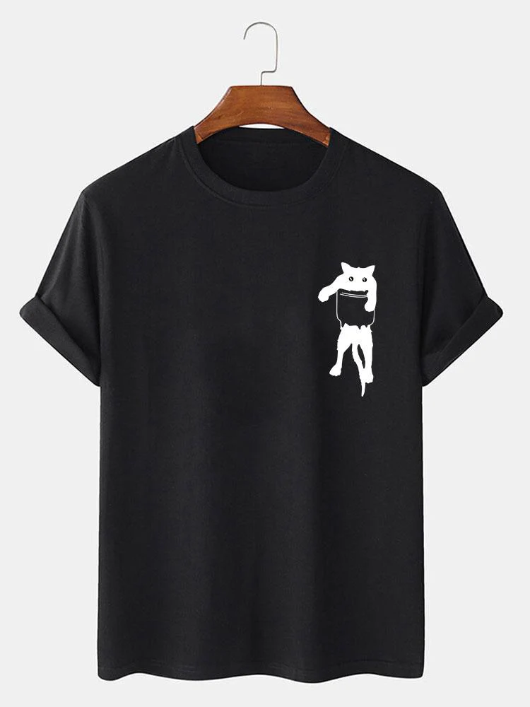T-Shirt mit Taschenkatzenmotiv - Image 2