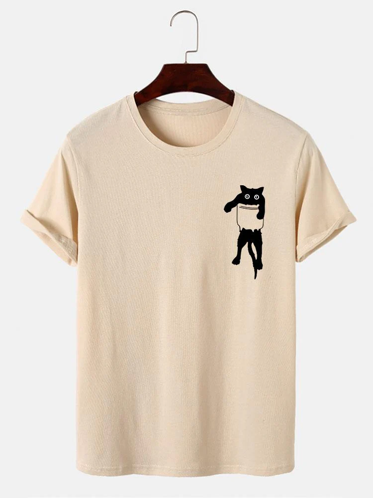 T-Shirt mit Taschenkatzenmotiv - Image 3