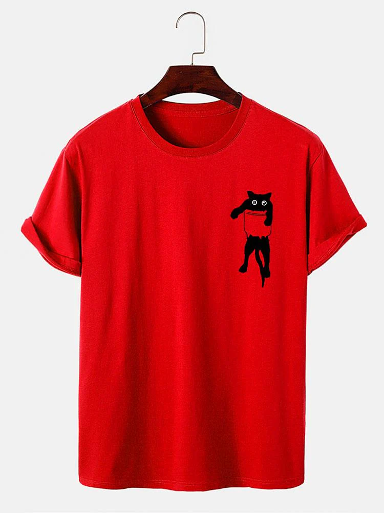 T-Shirt mit Taschenkatzenmotiv - Image 8