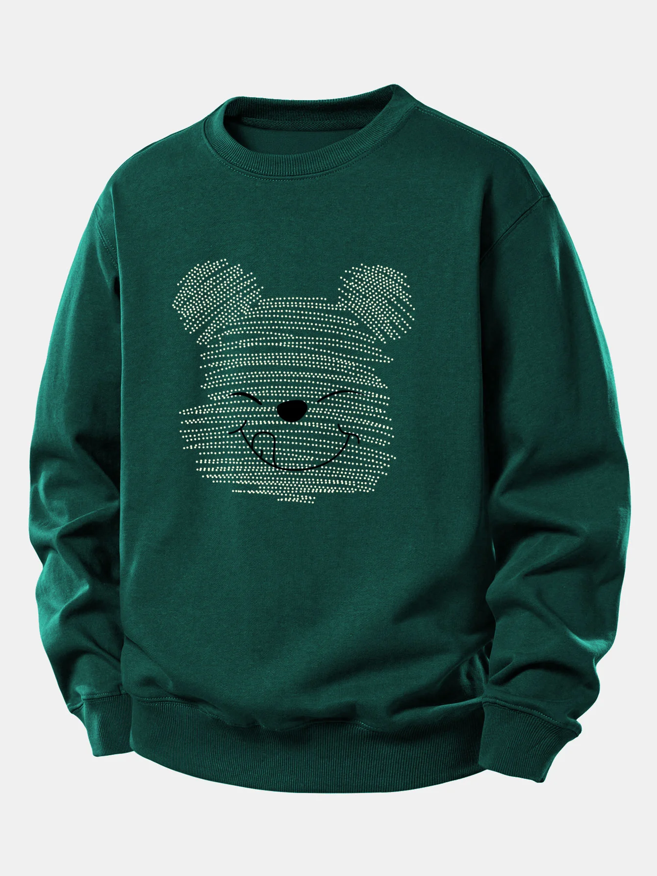 Polka Dot Bear Print Relax Fit Sweatshirt