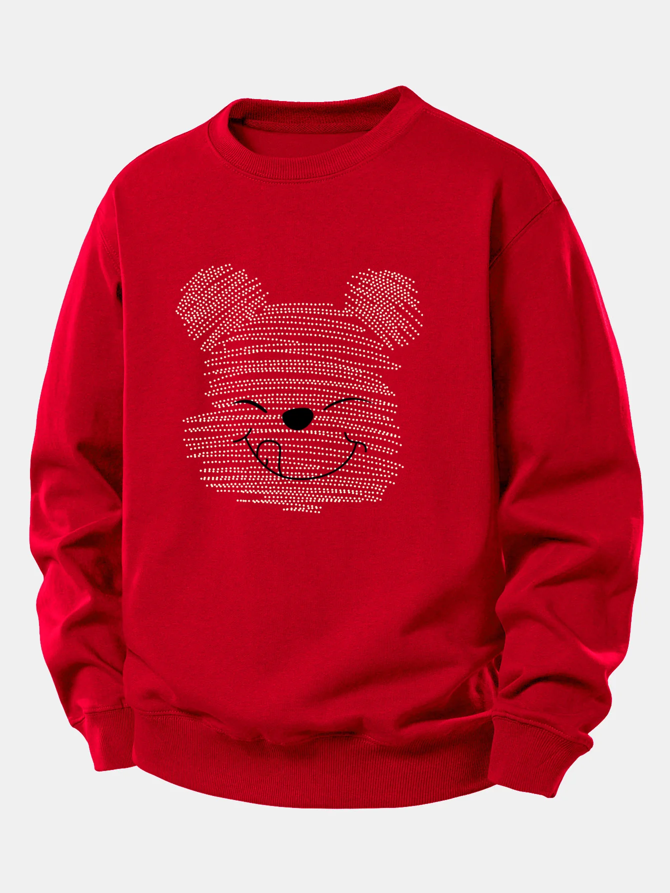 Polka Dot Bear Print Relax Fit Sweatshirt - Image 10